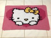 Tapete Barbante Hello Kitty Coração 70cm